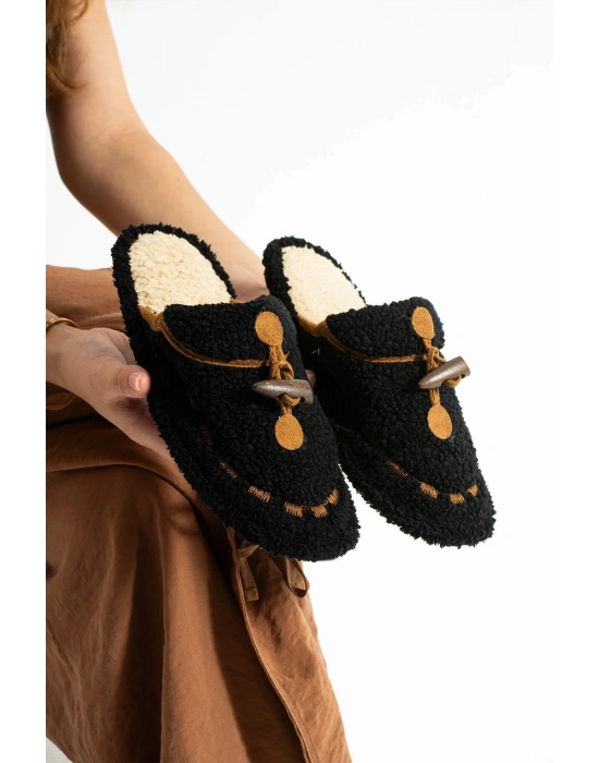 Nelly Düğmeli Detaylı Havlu Kadın Ev Terliği