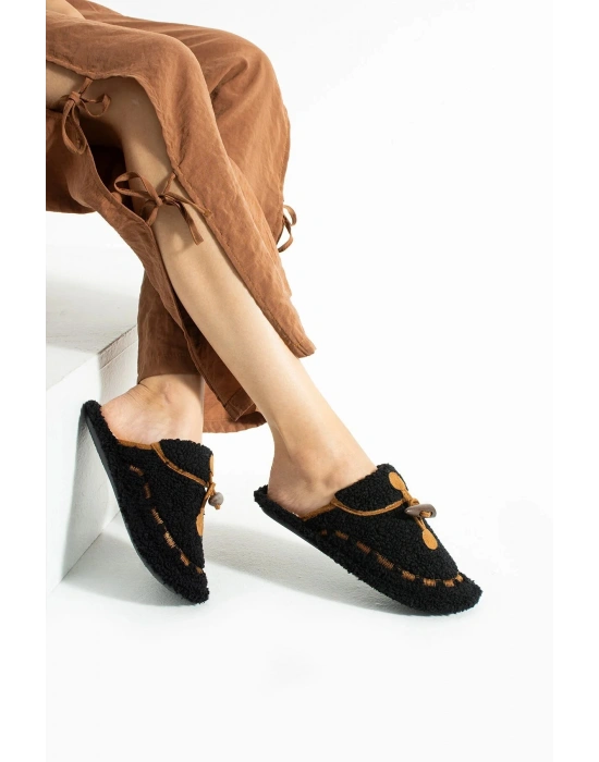 Nelly Düğmeli Detaylı Havlu Kadın Ev Terliği