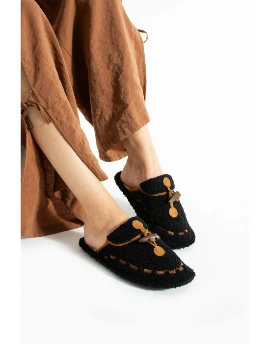 Nelly Düğmeli Detaylı Havlu Kadın Ev Terliği