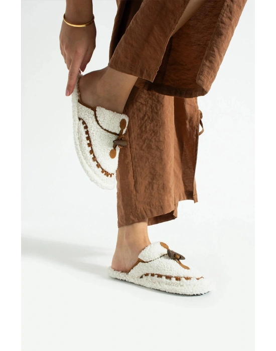 Nelly Düğmeli Detaylı Havlu Kadın Ev Terliği