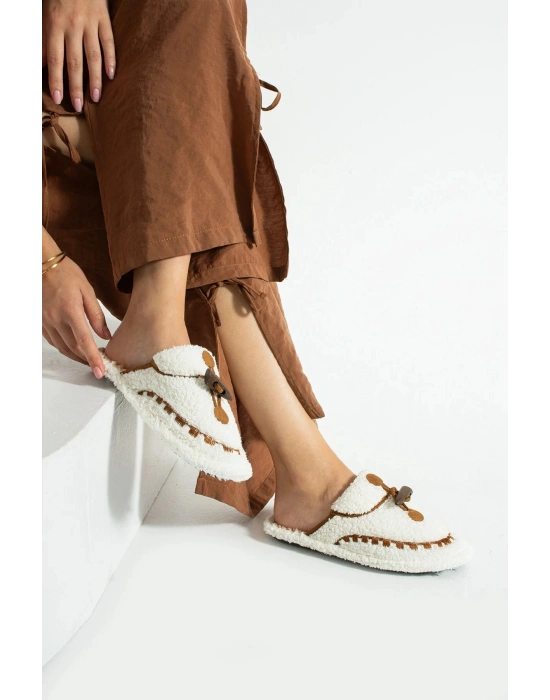 Nelly Düğmeli Detaylı Havlu Kadın Ev Terliği