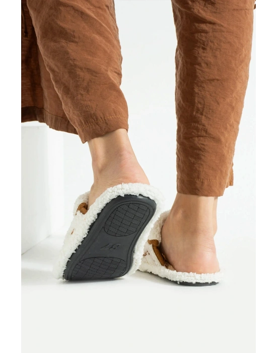 Nelly Düğmeli Detaylı Havlu Kadın Ev Terliği