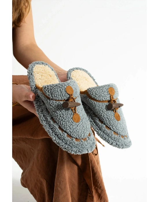 Nelly Düğmeli Detaylı Havlu Kadın Ev Terliği