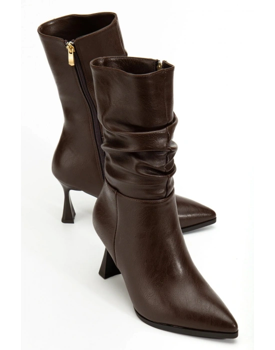 Marta Sivri Burun Körüklü Yandan Fermuarlı Kadeh Topuklu