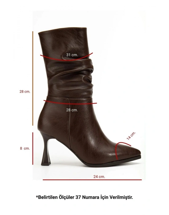 Marta Sivri Burun Körüklü Yandan Fermuarlı Kadeh Topuklu