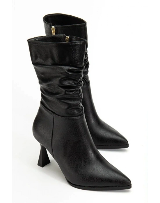 Marta Sivri Burun Körüklü Yandan Fermuarlı Kadeh Topuklu