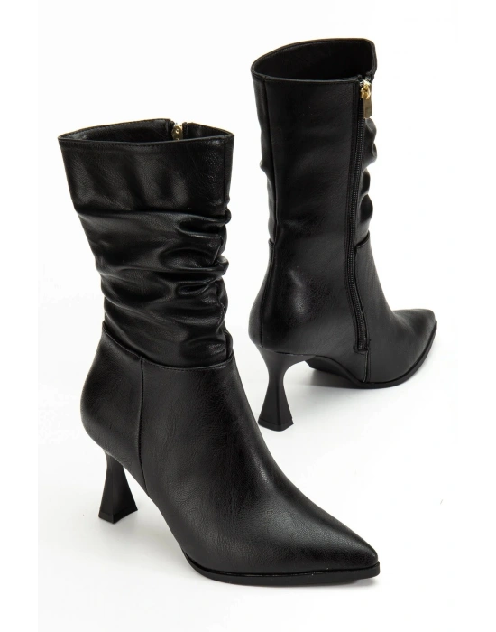 Marta Sivri Burun Körüklü Yandan Fermuarlı Kadeh Topuklu