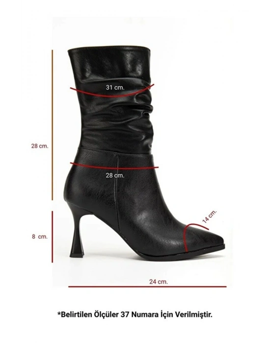 Marta Sivri Burun Körüklü Yandan Fermuarlı Kadeh Topuklu