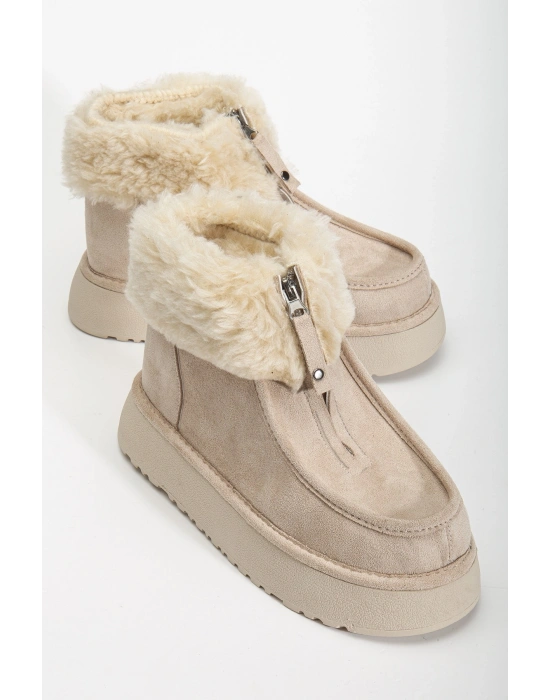 Silva Önden Fermuarlı Kürk Astarlı Kalın Taban Rahat Kadın Bot