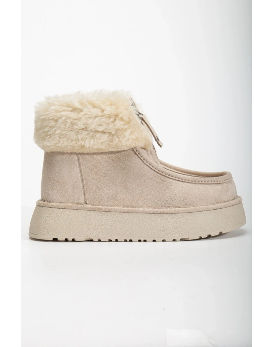 Silva Önden Fermuarlı Kürk Astarlı Kalın Taban Rahat Kadın Bot