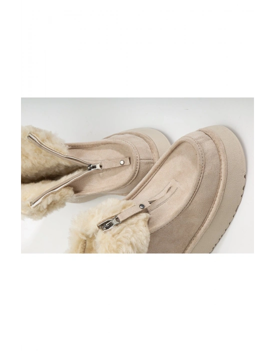 Silva Önden Fermuarlı Kürk Astarlı Kalın Taban Rahat Kadın Bot