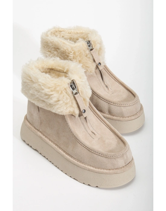 Silva Önden Fermuarlı Kürk Astarlı Kalın Taban Rahat Kadın Bot