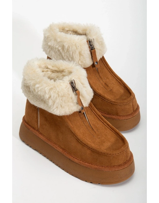 Silva Önden Fermuarlı Kürk Astarlı Kalın Taban Rahat Kadın Bot