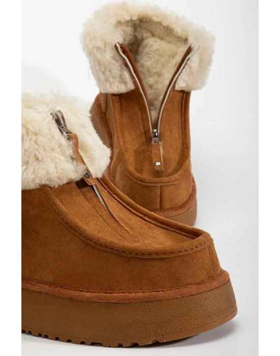 Silva Önden Fermuarlı Kürk Astarlı Kalın Taban Rahat Kadın Bot