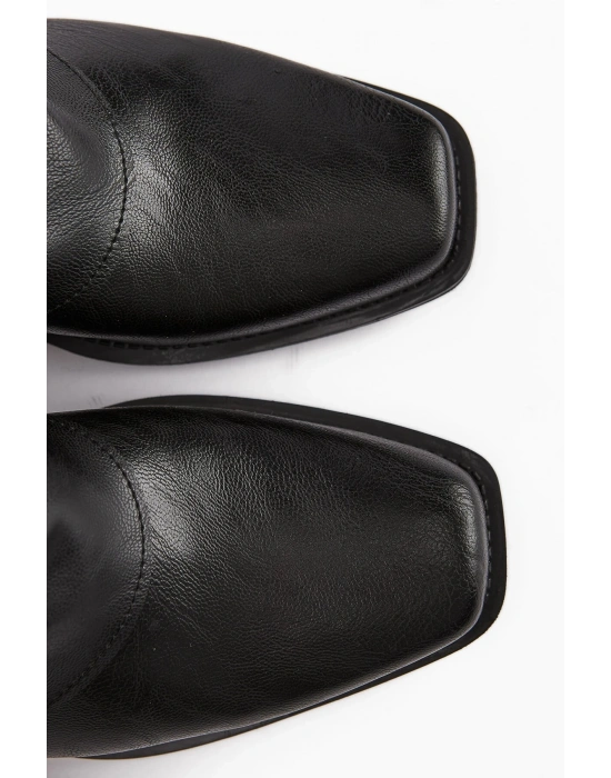 Jane Küt Burunlu Yuşak Derili Sıcak Astarlı Günlük Tarz Kadın Çizme