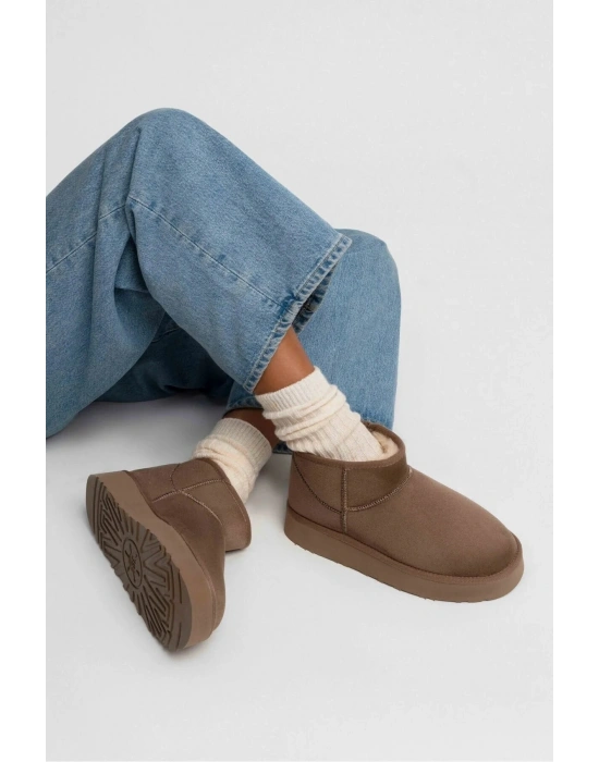 Andra Vizon Kadın Kalın Taban Süet İçi Kürklü Rahat Günlük Bot