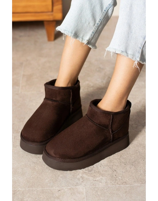 Andra Kahverengi Kadın Kalın Taban Süet İçi Kürklü Rahat Günlük Bot