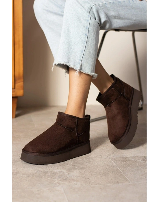 Andra Kahverengi Kadın Kalın Taban Süet İçi Kürklü Rahat Günlük Bot