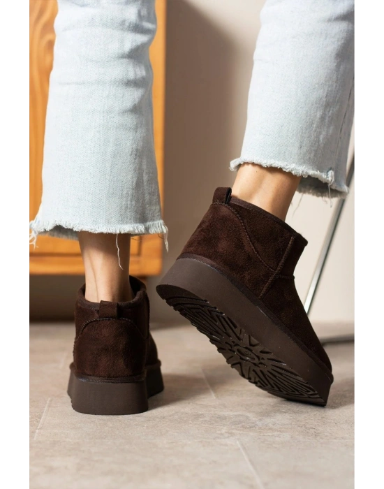Andra Kahverengi Kadın Kalın Taban Süet İçi Kürklü Rahat Günlük Bot