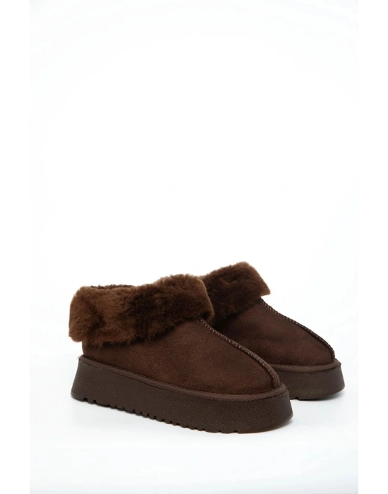 Alice Kahverengi Kadın İç Ve Dışı Kürklü Kalın Taban Ayakkabı