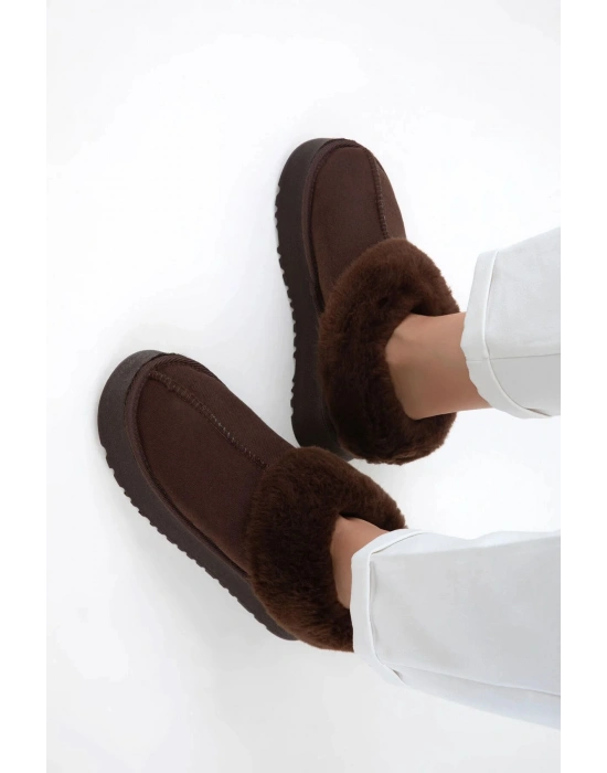 Alice Kahverengi Kadın İç Ve Dışı Kürklü Kalın Taban Ayakkabı