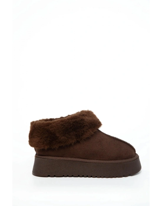 Alice Kahverengi Kadın İç Ve Dışı Kürklü Kalın Taban Ayakkabı