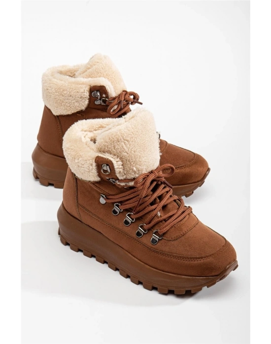 Melina İçi Kürklü Kalın Taban Bağcıklı Soğuğa Dayanıklı Kadın Bot