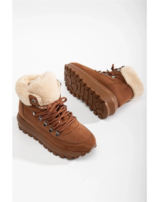 Melina İçi Kürklü Kalın Taban Bağcıklı Soğuğa Dayanıklı Kadın Bot