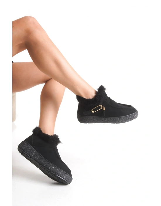 Alice Kadın İçi Kürklü Toka Detaylı Rahat Taban Şık Kısa Bilek Bot