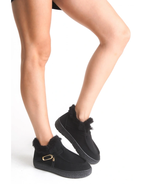 Alice Kadın İçi Kürklü Toka Detaylı Rahat Taban Şık Kısa Bilek Bot