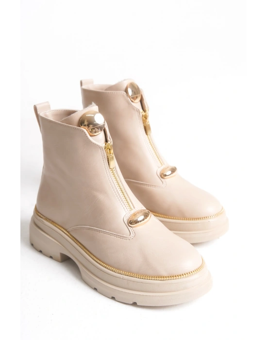 Zeta Önden Metal Fermuarlı Kadın Bilekte Bot