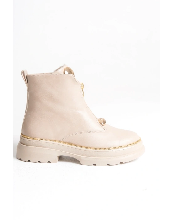 Zeta Önden Metal Fermuarlı Kadın Bilekte Bot