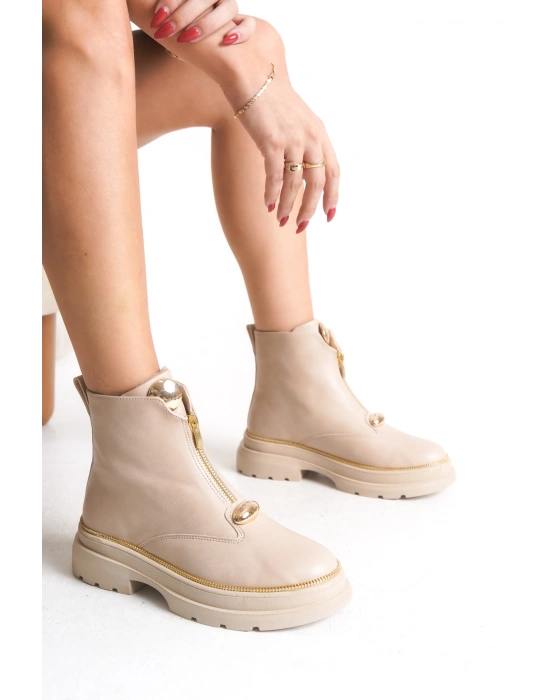 Zeta Önden Metal Fermuarlı Kadın Bilekte Bot