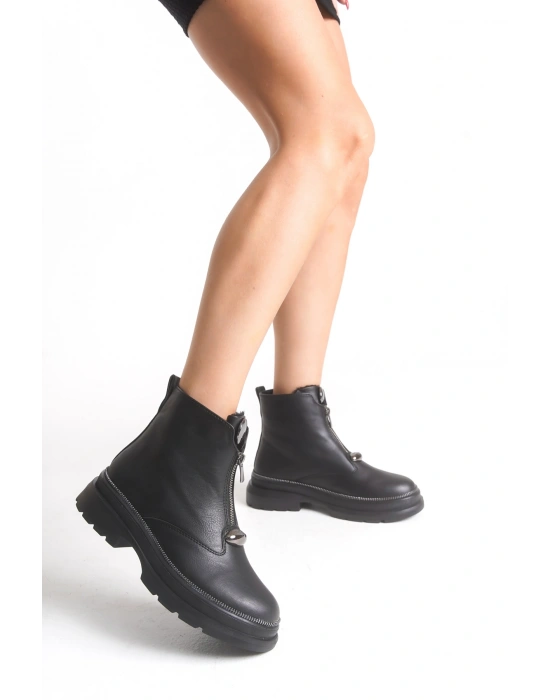 Zeta Önden Metal Fermuarlı Kadın Bilekte Bot