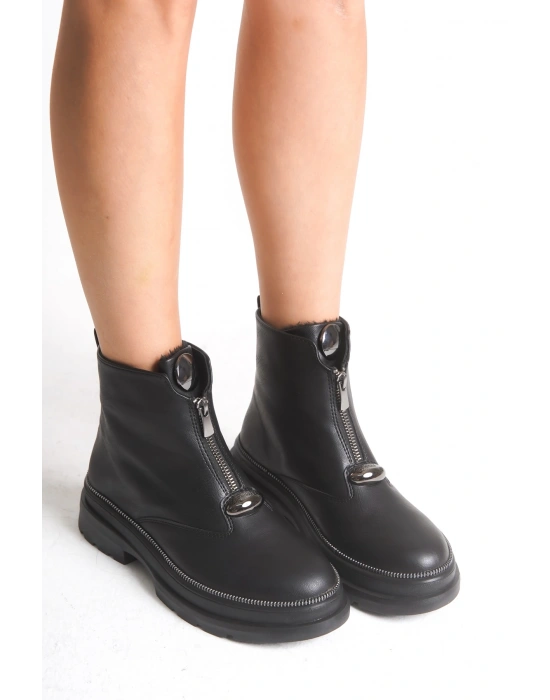 Zeta Önden Metal Fermuarlı Kadın Bilekte Bot