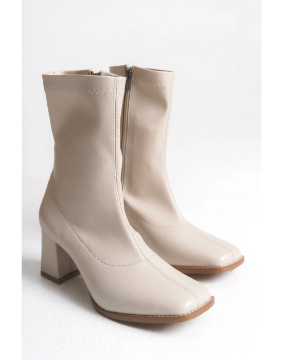 Erika Küt Burunlu Kalın Topuklu Streç Bot