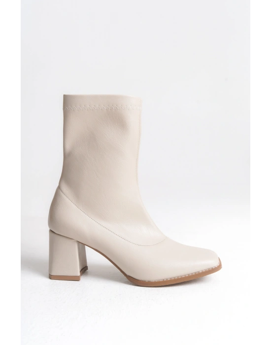 Erika Küt Burunlu Kalın Topuklu Streç Bot