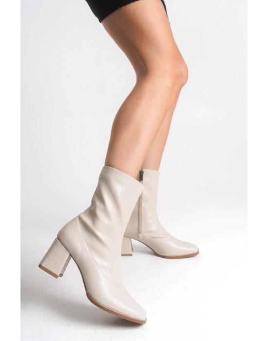 Erika Küt Burunlu Kalın Topuklu Streç Bot