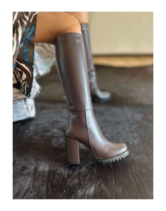 Fermuarlı Paltform Topuklu (8 Cm) Günlük Tarz Çizme