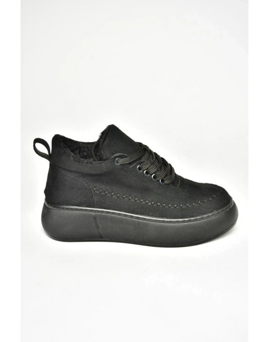 Nadia Bağcıklı Kalın Tabanlı Kürklü Oval Burunlu Rahat Hafif Kadın Bot