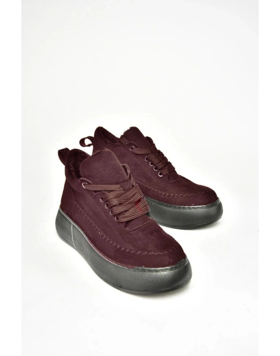 Nadia Bağcıklı Kalın Tabanlı Kürklü Oval Burunlu Rahat Hafif Kadın Bot