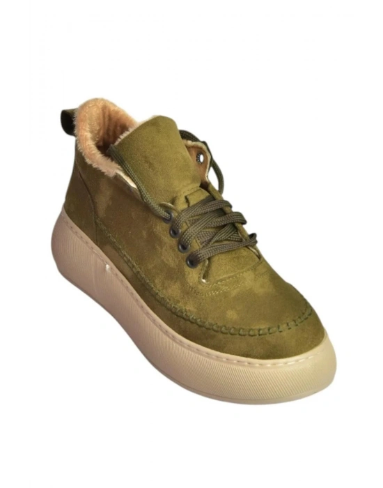 Nadia Bağcıklı Kalın Tabanlı Kürklü Oval Burunlu Rahat Hafif Kadın Bot