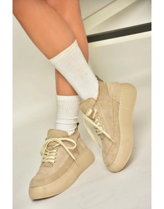 Nadia Bağcıklı Kalın Tabanlı Kürklü Oval Burunlu Rahat Hafif Kadın Bot