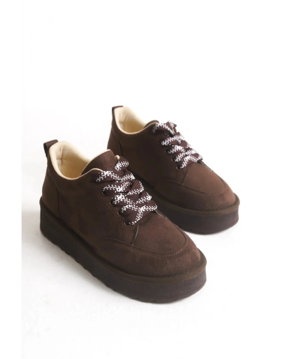 Nora Günlük Bağcıklı Kalın Taban Süet Ayakkabı