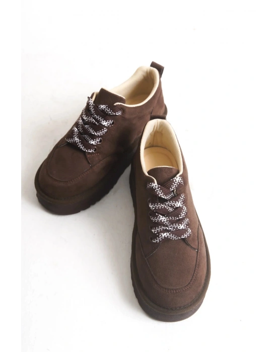 Nora Günlük Bağcıklı Kalın Taban Süet Ayakkabı