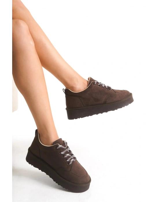 Nora Günlük Bağcıklı Kalın Taban Süet Ayakkabı