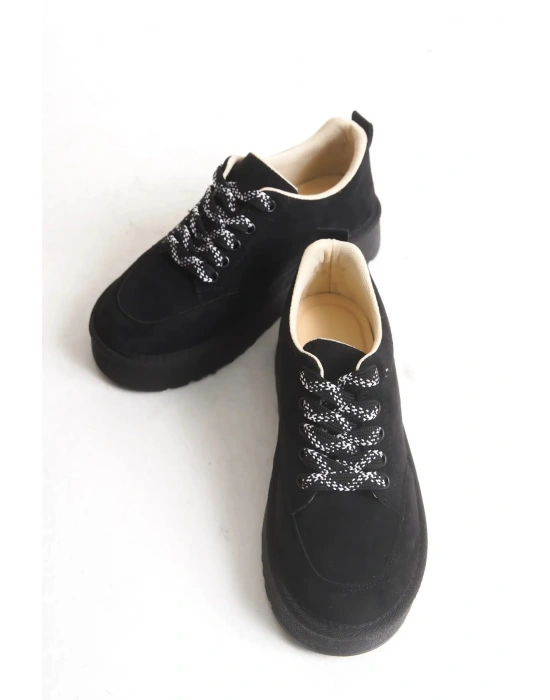 Nora Günlük Bağcıklı Kalın Taban Süet Ayakkabı