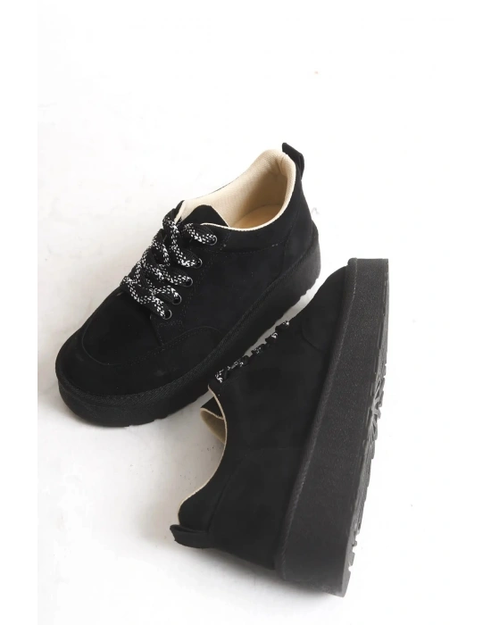 Nora Günlük Bağcıklı Kalın Taban Süet Ayakkabı