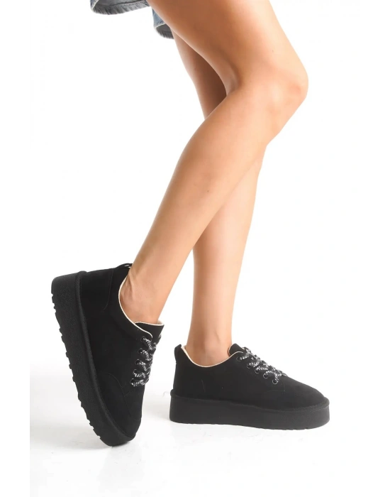 Nora Günlük Bağcıklı Kalın Taban Süet Ayakkabı