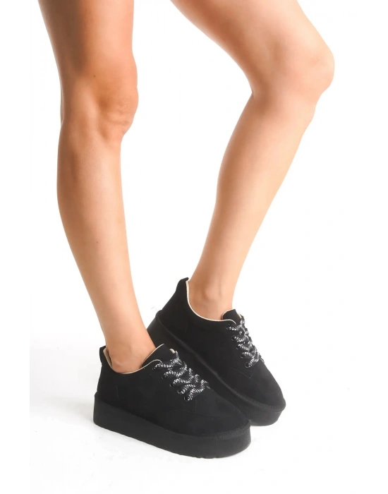 Nora Günlük Bağcıklı Kalın Taban Süet Ayakkabı